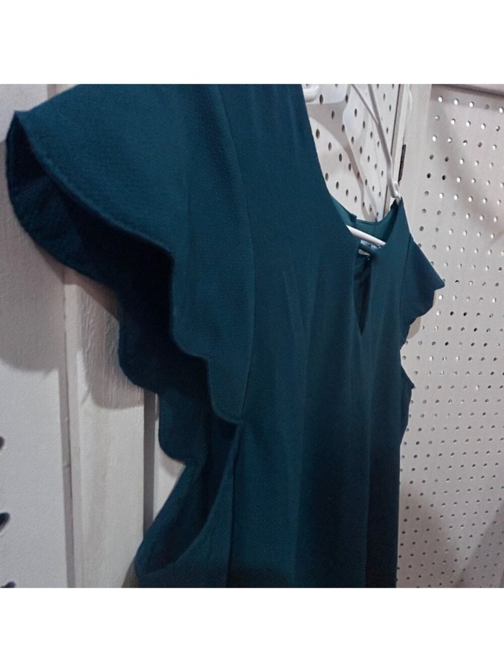 She Sky Teal Green Flutter Sleeve Keyhole Neck A Line Dress Size Medium - Picture 5 of 5